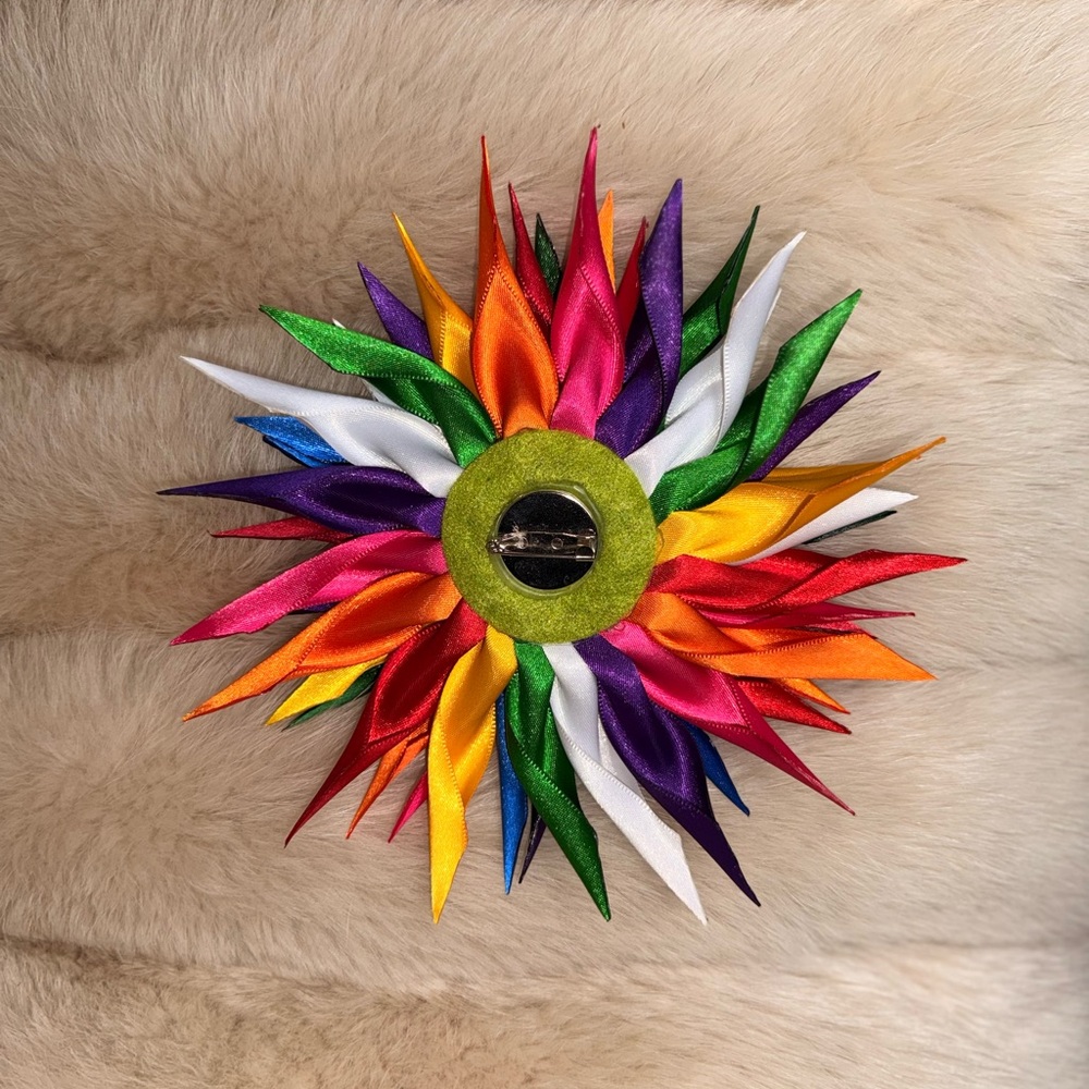 Colorful Satin Ribbon Flower Brooch - Picture 2 of 2